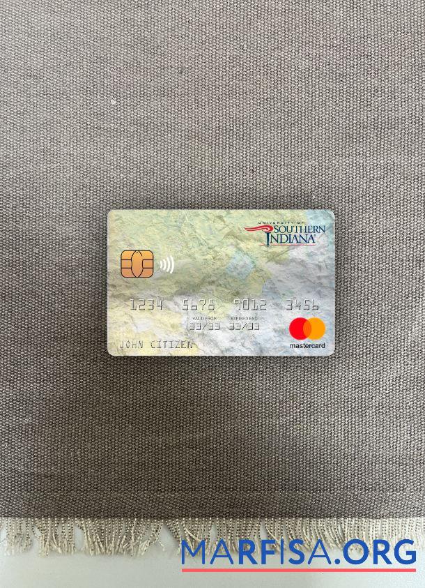 Printable USA University of Southern Indiana bank mastercard photolook front download for verification